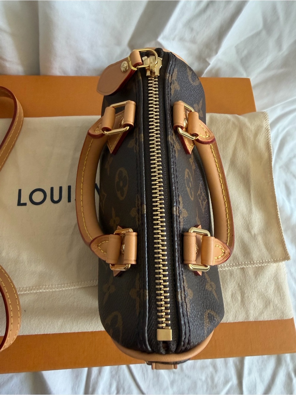 ❌SOLD❌ Louis Vuitton Monogram Nano Speedy Handbag with Vachetta Trim - Picture 9 of 13